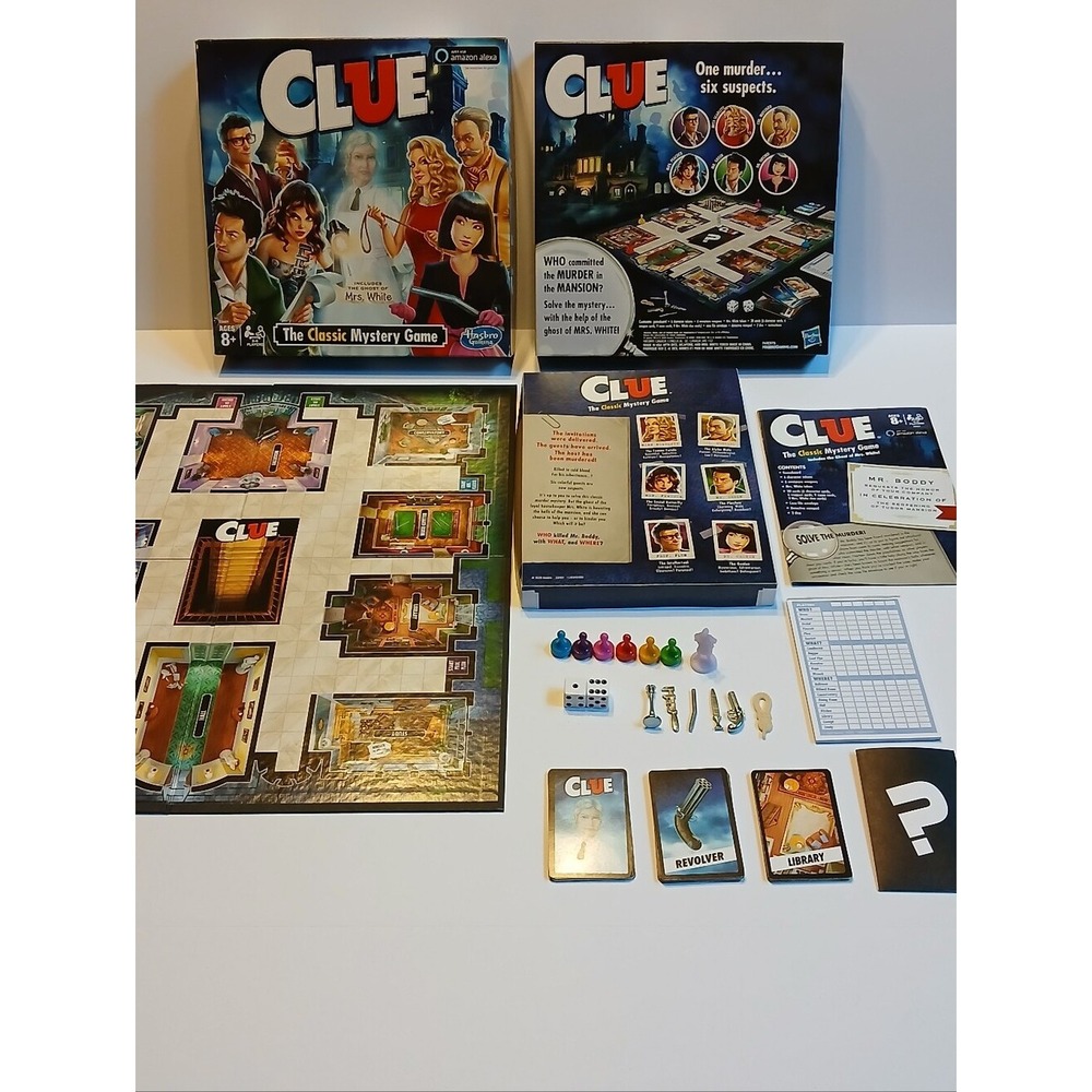 Hasbro Clue The Classic Mystery Game Mrs White Ghost Edition E9401 Complete